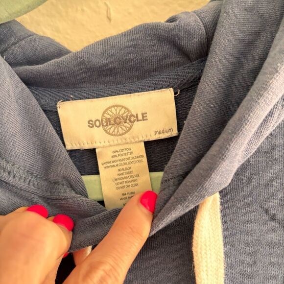 SOUL Soulcycle Blue Crop Ombre Skull Hoodie Sweatshirt Spinning‎ Cycling med - Picture 5 of 5
